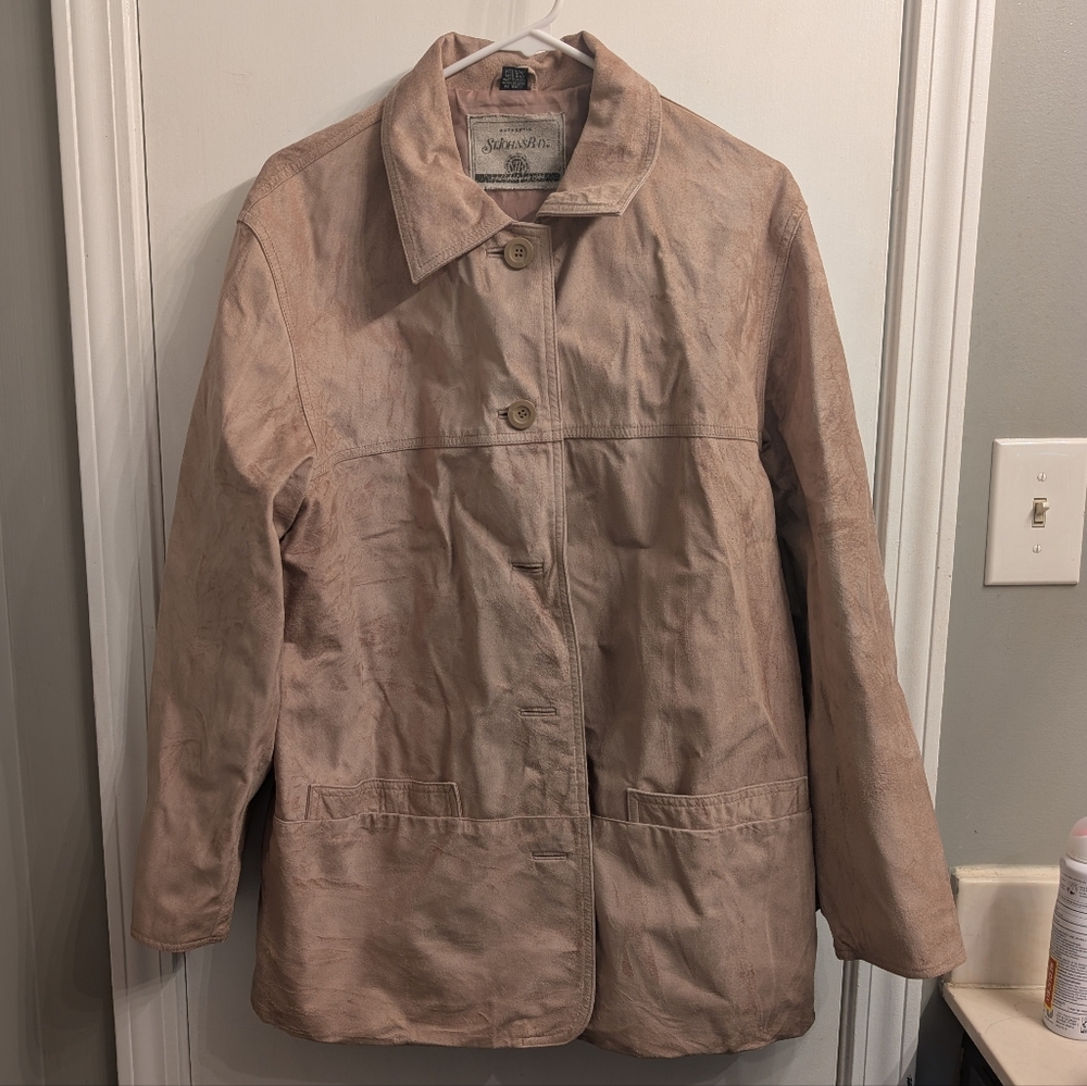 St. John's Bay Vintage Y2K Suede Leather Tan Jacket Washable Women's Medium